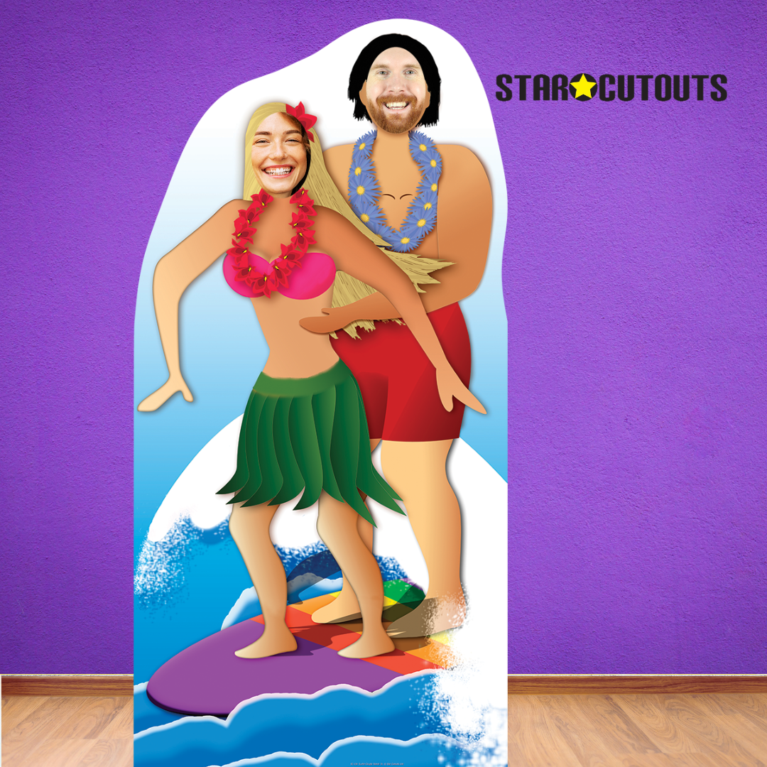 SC133 Surfer Couple Stand-In Cardboard Cut Out Height 186cm