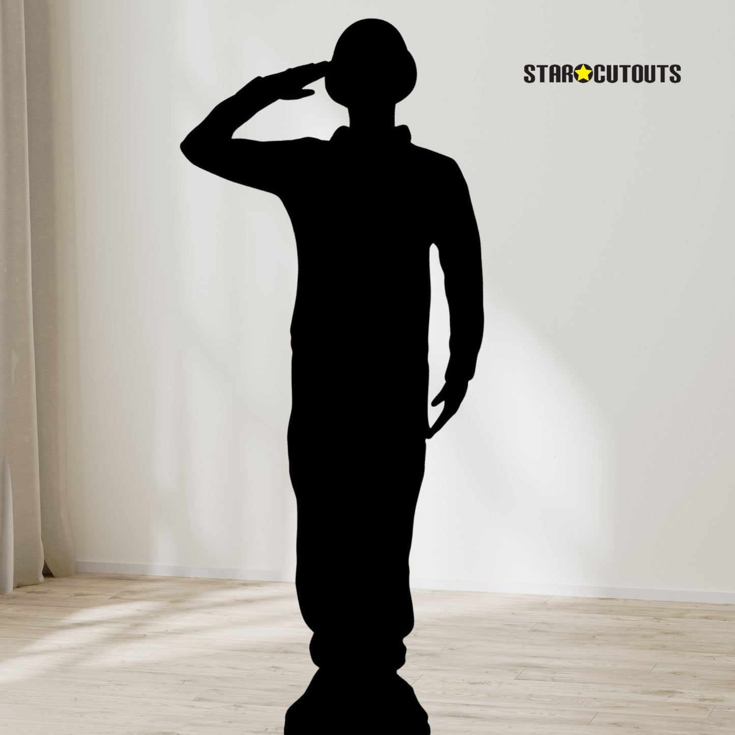 SC1176 Soldier Salute Silhouette Cardboard Cut Out Height 175cm