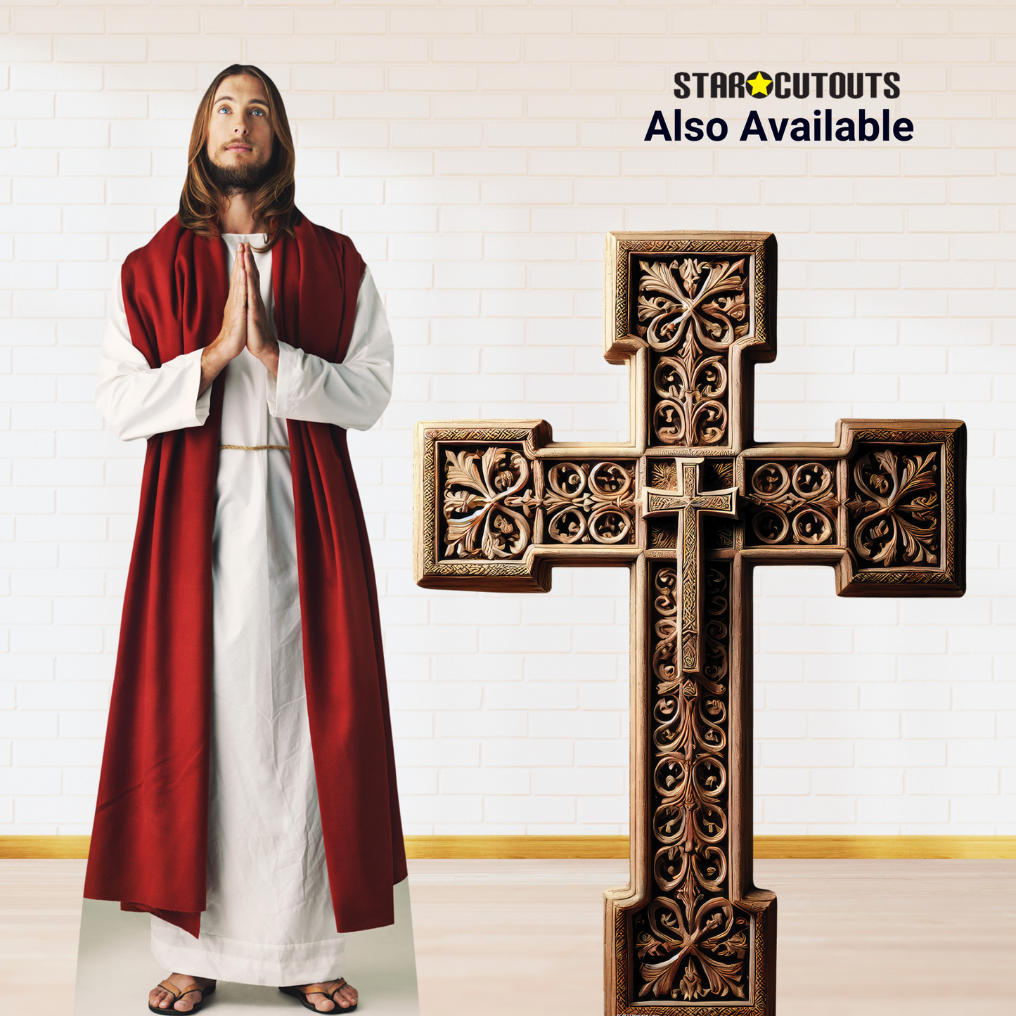 SC4672 Wooden Cross -Cardboard Cut Out Height 130cm