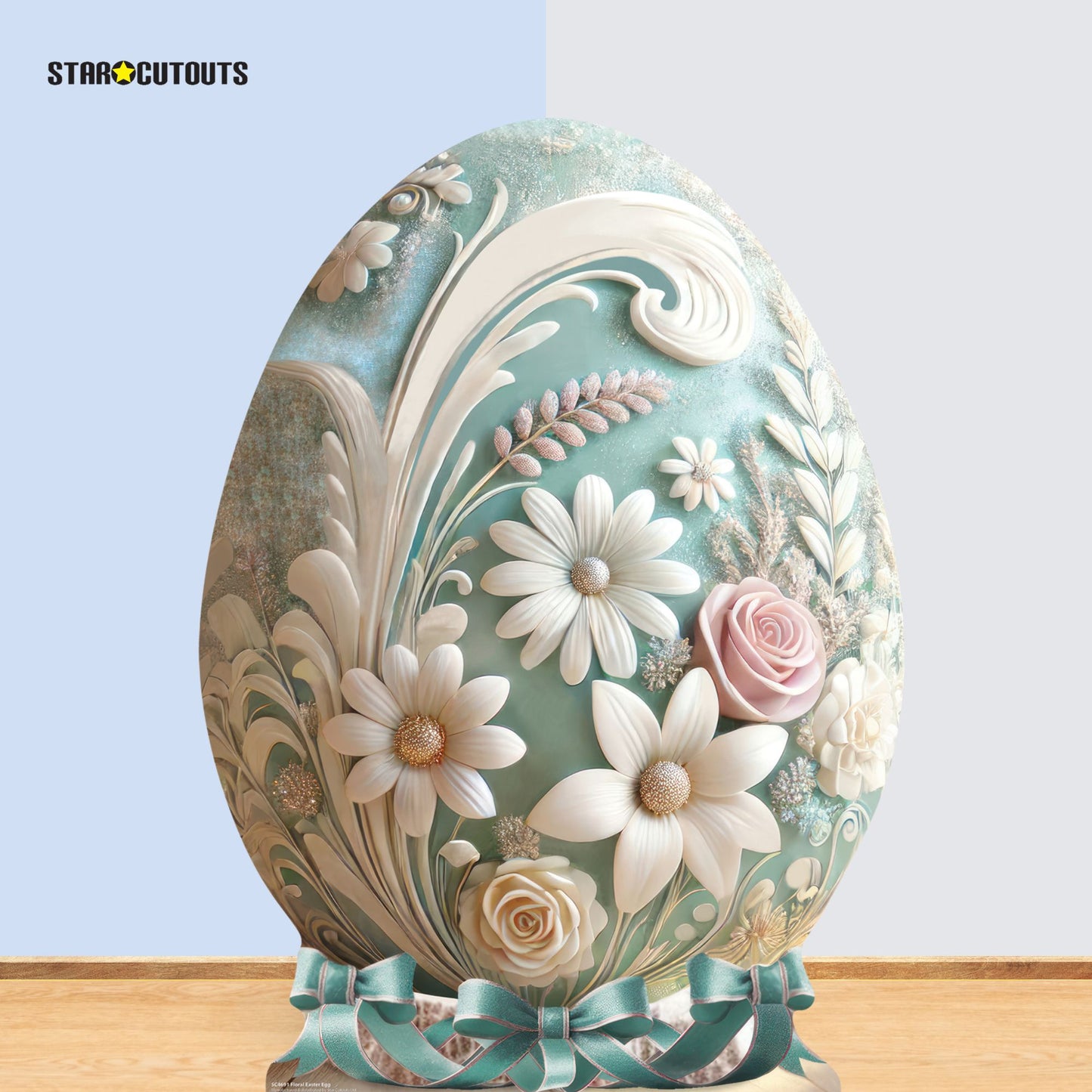 SC4691 Floral Easter Egg  Cardboard Cut Out Height 128cm