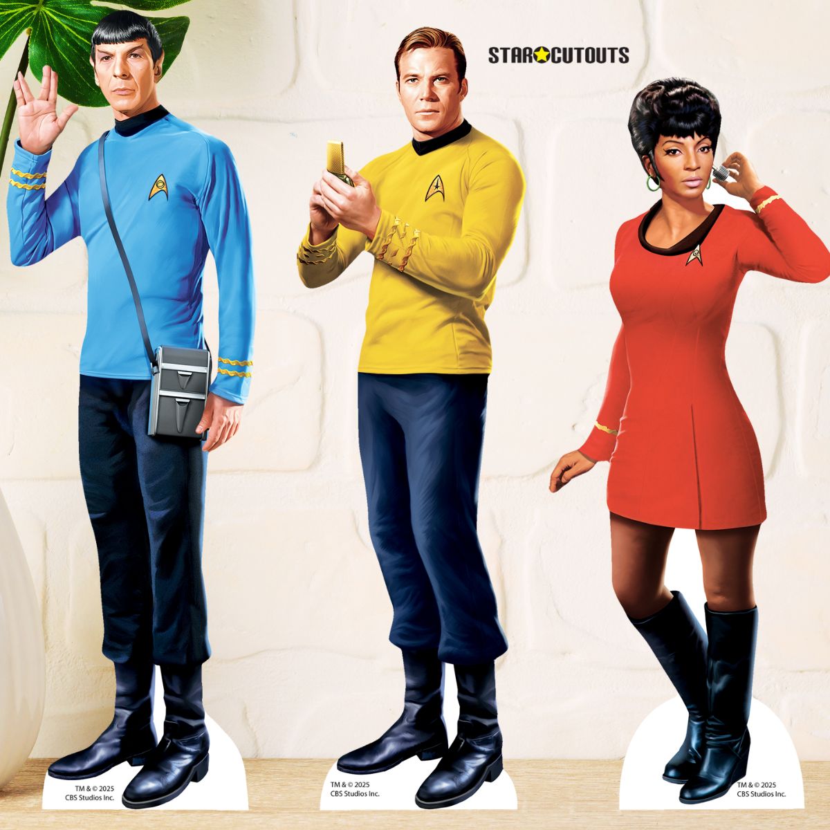 SC4834 Star Trek Original Series Shelf Top Pack Captain Kirk, Uhura, Spock Cardboard Cutouts Height 30cm