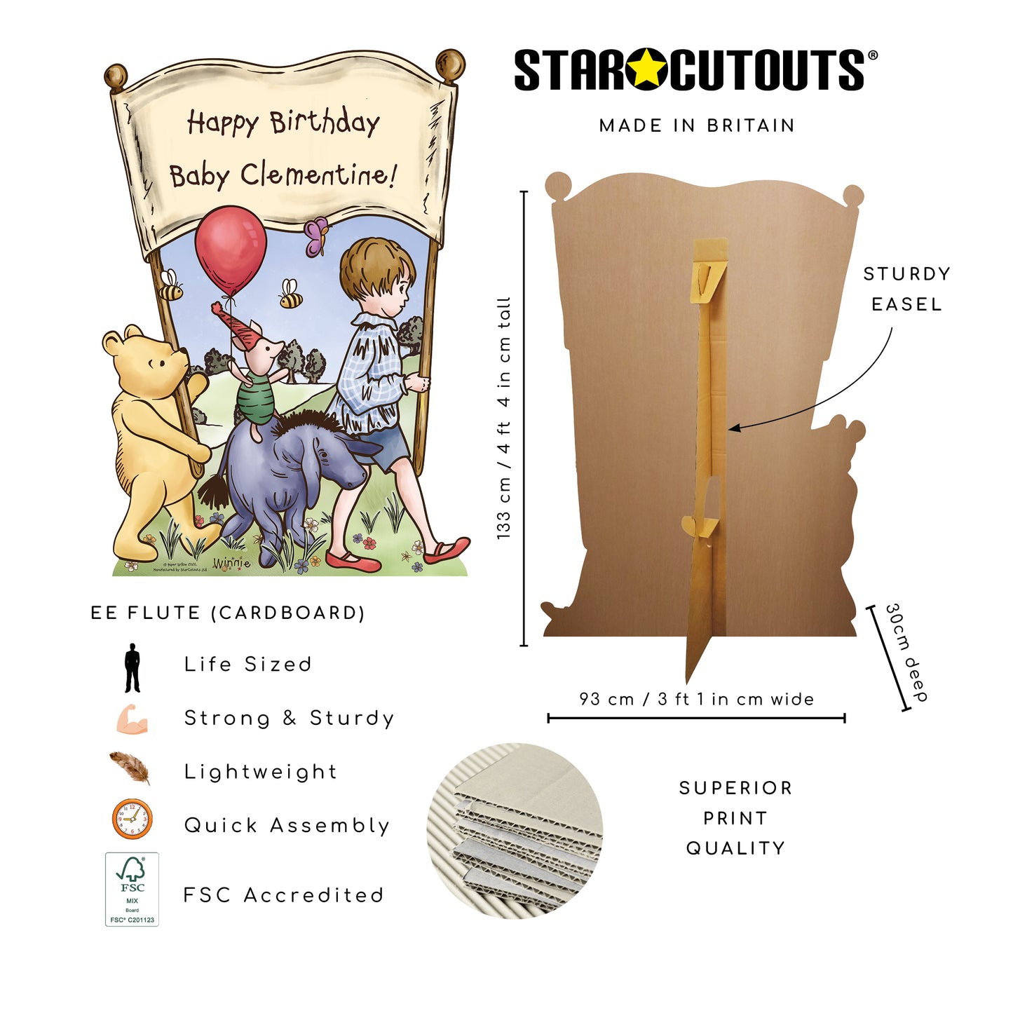 XQ023 Winnie Pooh Bear Celebration Banner - Personalise