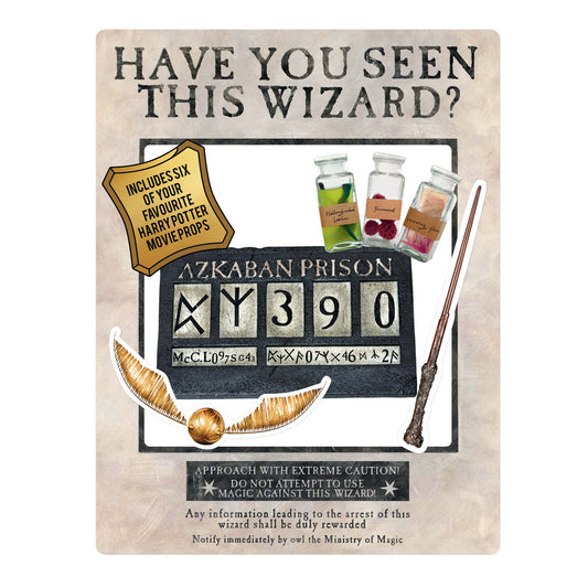 SC1475 WHITE Harry Potter Wanted Poster as White Selfie Frame Have You Seen This Wizard? Cardboard Cut Out Height 87cm