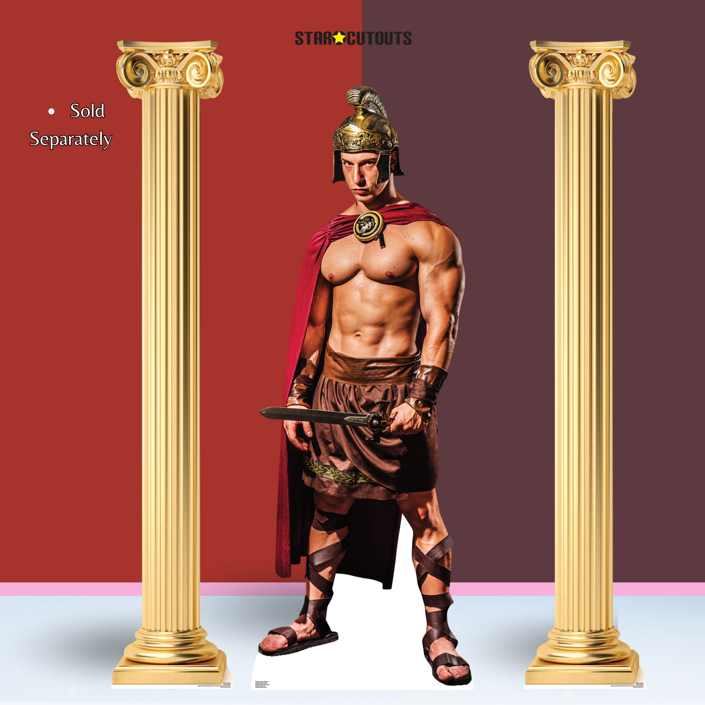 SC4531 Two Golden Roman Columns / Pillars Cardboard Cut Out Height 196cm