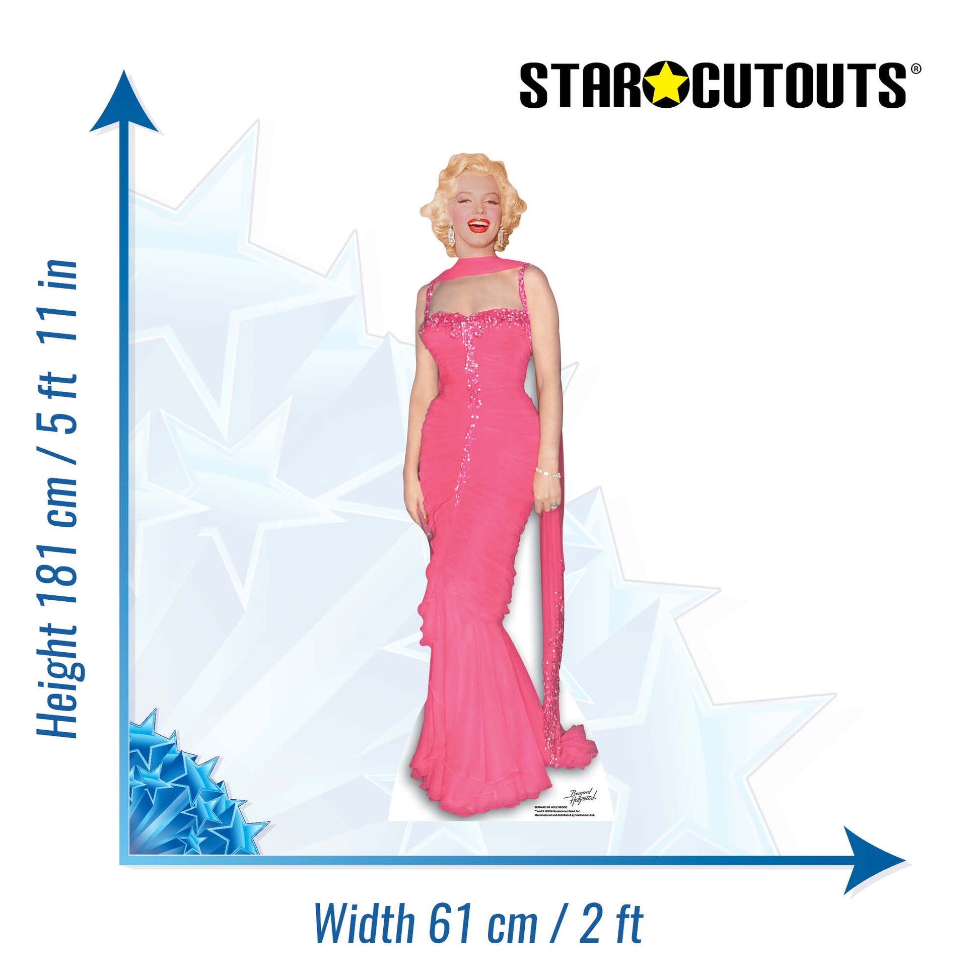 Marilyn Monroe Pink Evening Gown Cardboard Cut Out Height 181cm - Star Cutouts