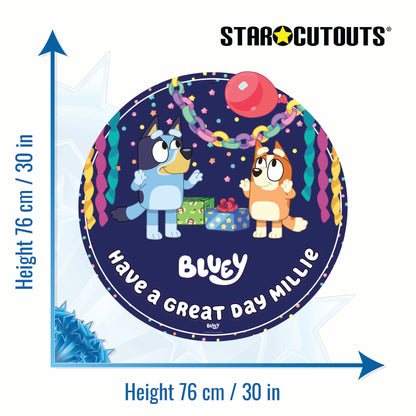 XC034-C-M-003 Bluey Purple Cardboard Personalised Sign Balloon Theme Height 76 cm Width 76 cm