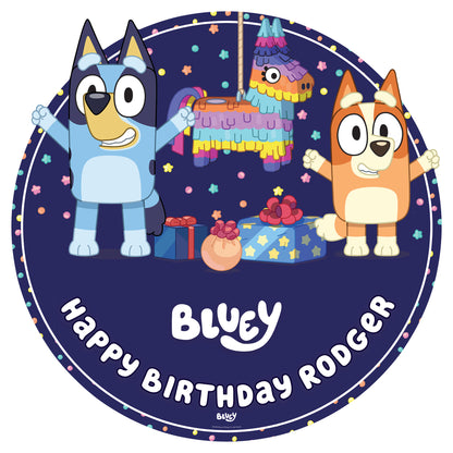 XC035-C-M-003 Bluey Purple Cardboard Personalised Sign Pinata Theme Height 76 cm Width 76 cm