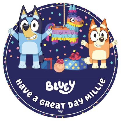 XC035-C-M-003 Bluey Purple Cardboard Personalised Sign Pinata Theme Height 76 cm Width 76 cm