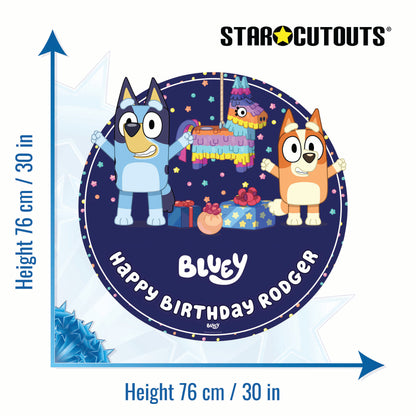 XC035-C-M-003 Bluey Purple Cardboard Personalised Sign Pinata Theme Height 76 cm Width 76 cm