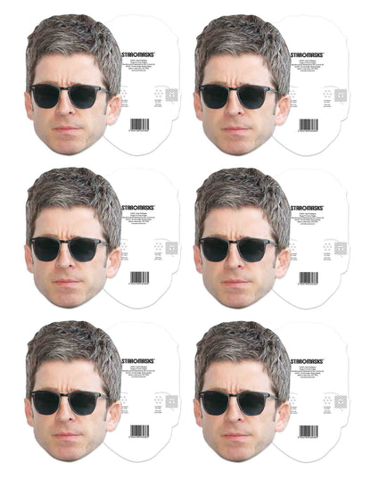 CMP005 Noel Gallagher Masks  Six Pack Cardboard Face Masks With Tabs and Elastic
