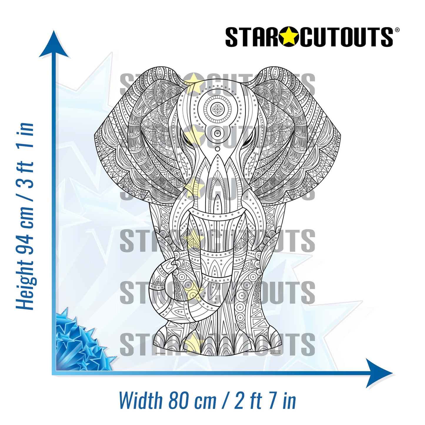 SCC013 Elephant Relax Colour Craft & Keep Cardboard Cut Out Height 94cm