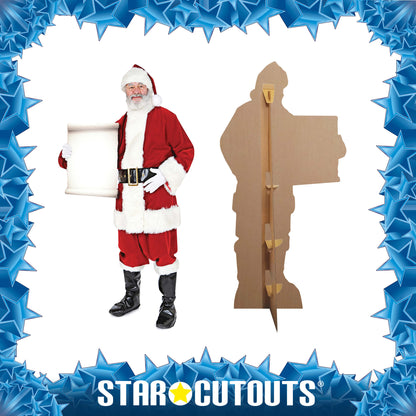 SC015 Santa with Small Sign Cardboard Cut Out Height 180cm - Star Cutouts