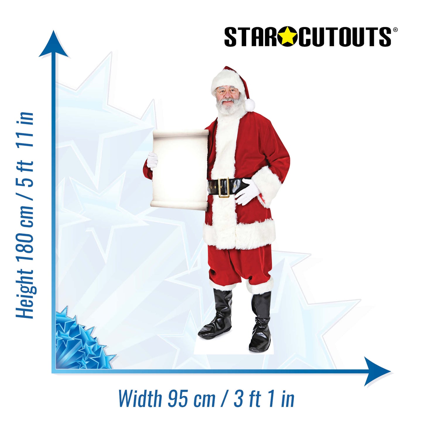 SC015 Santa with Small Sign Cardboard Cut Out Height 180cm - Star Cutouts