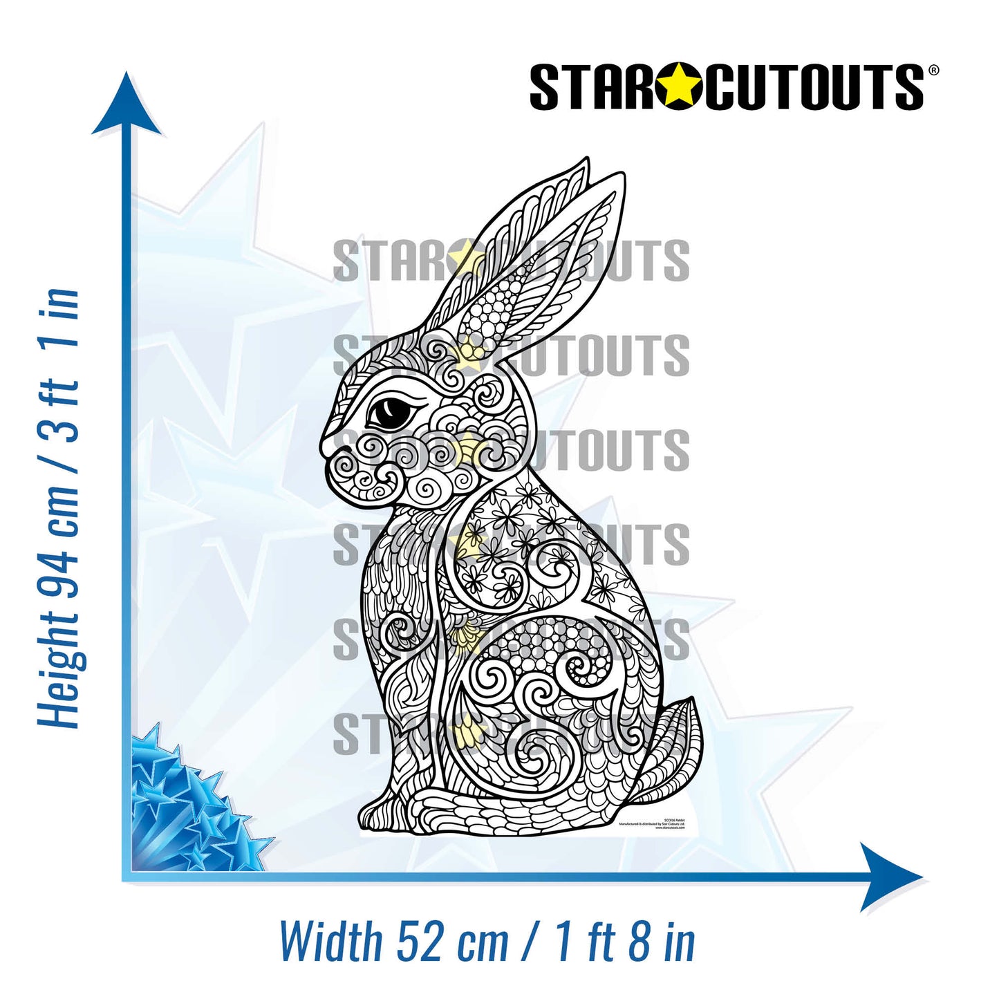 SCC016 Cute Rabbit Relax Colour Craft & Keep Cardboard Cut Out Height 94cm