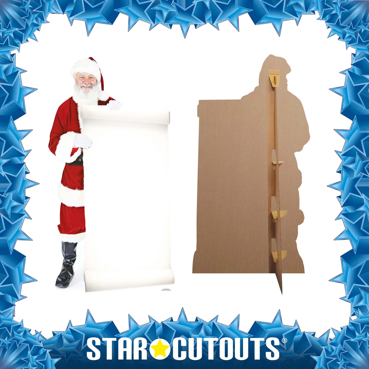 SC016 Santa with Large Sign Cardboard Cut Out Height 180cm - Star Cutouts