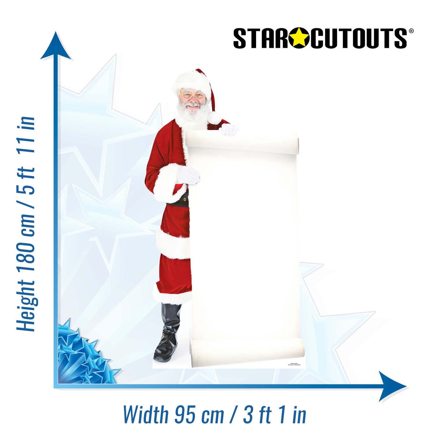 SC016 Santa with Large Sign Cardboard Cut Out Height 180cm - Star Cutouts