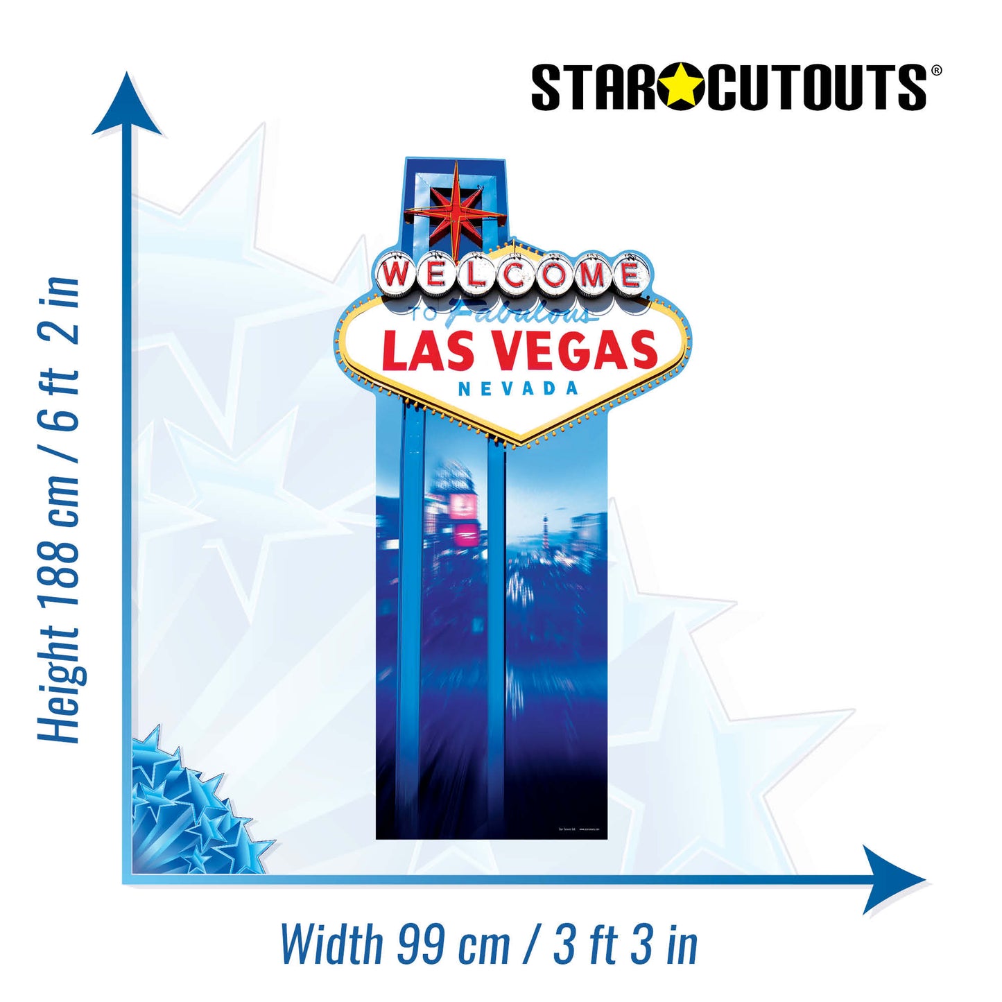 SC017 Vegas Sign Cardboard Cut Out Height 188cm