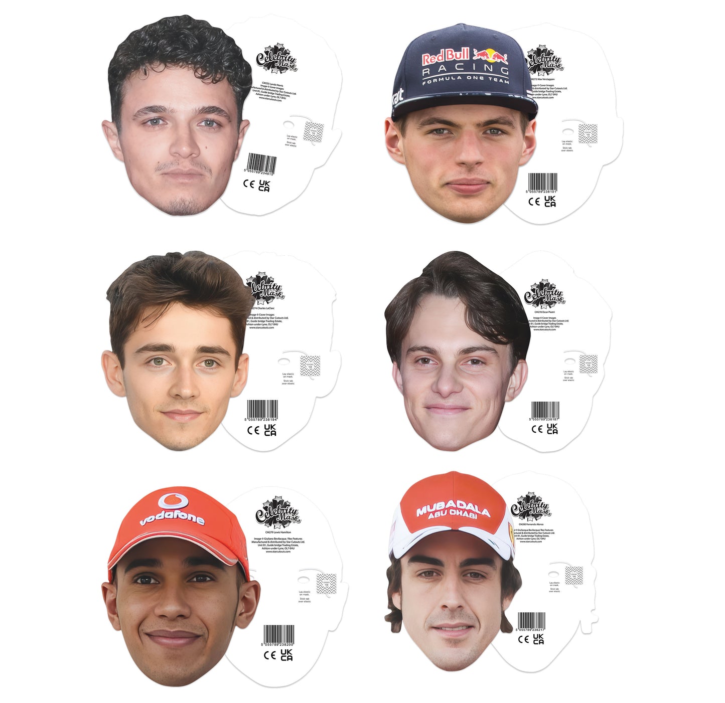 CMP22 Motor Racing Six Pack Includes :- Lando Norris,  Max Verstappen, Charles LeClerc,  Oscar Piastri, Lewis Hamilton & Fernando Alonso