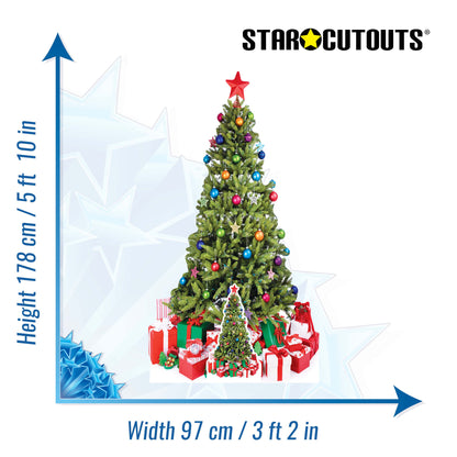 SC057 Christmas Tree Cardboard Cut Out Height 178cm - Star Cutouts