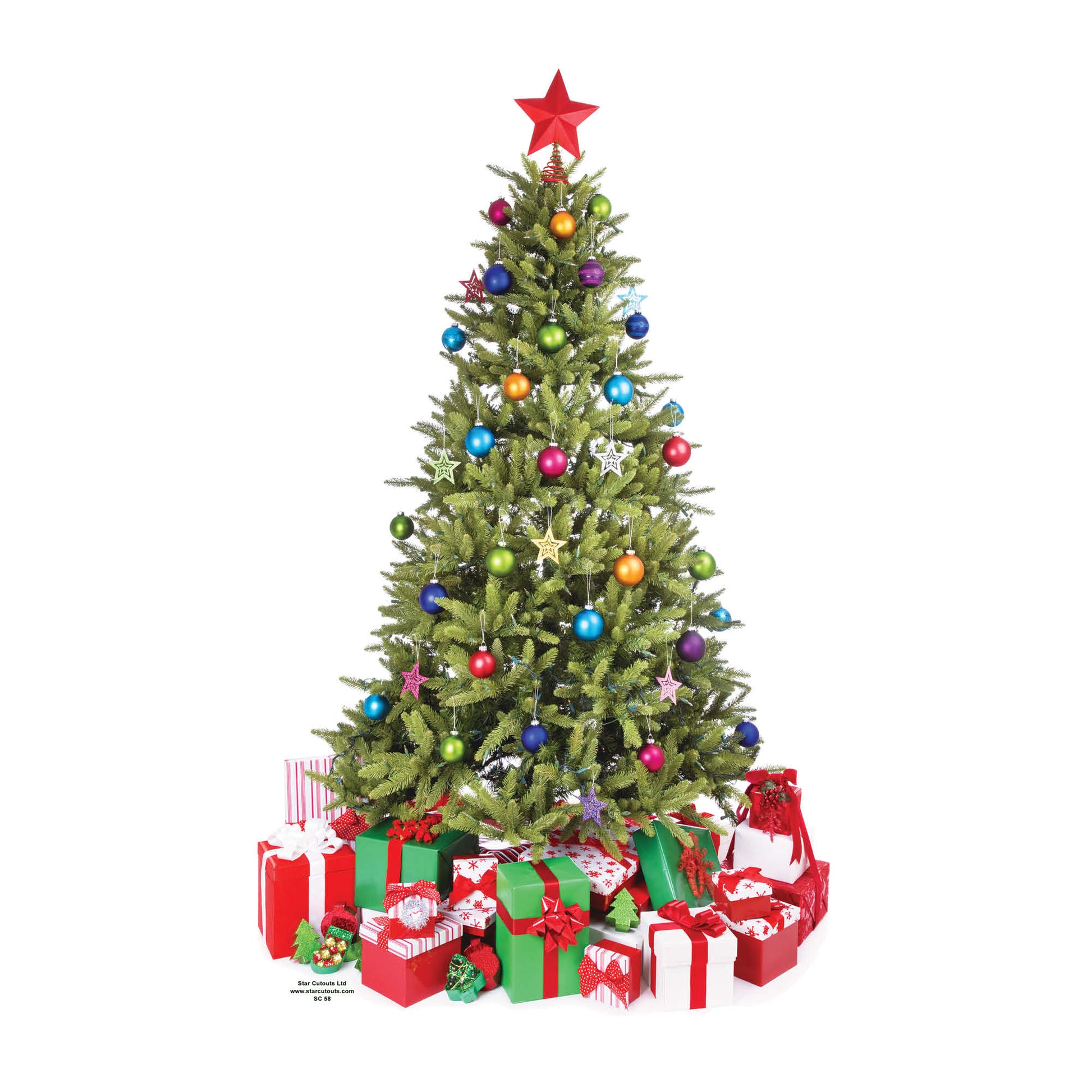 SC058 Small Christmas Tree Cardboard Cut Out Height 88cm - Star Cutouts