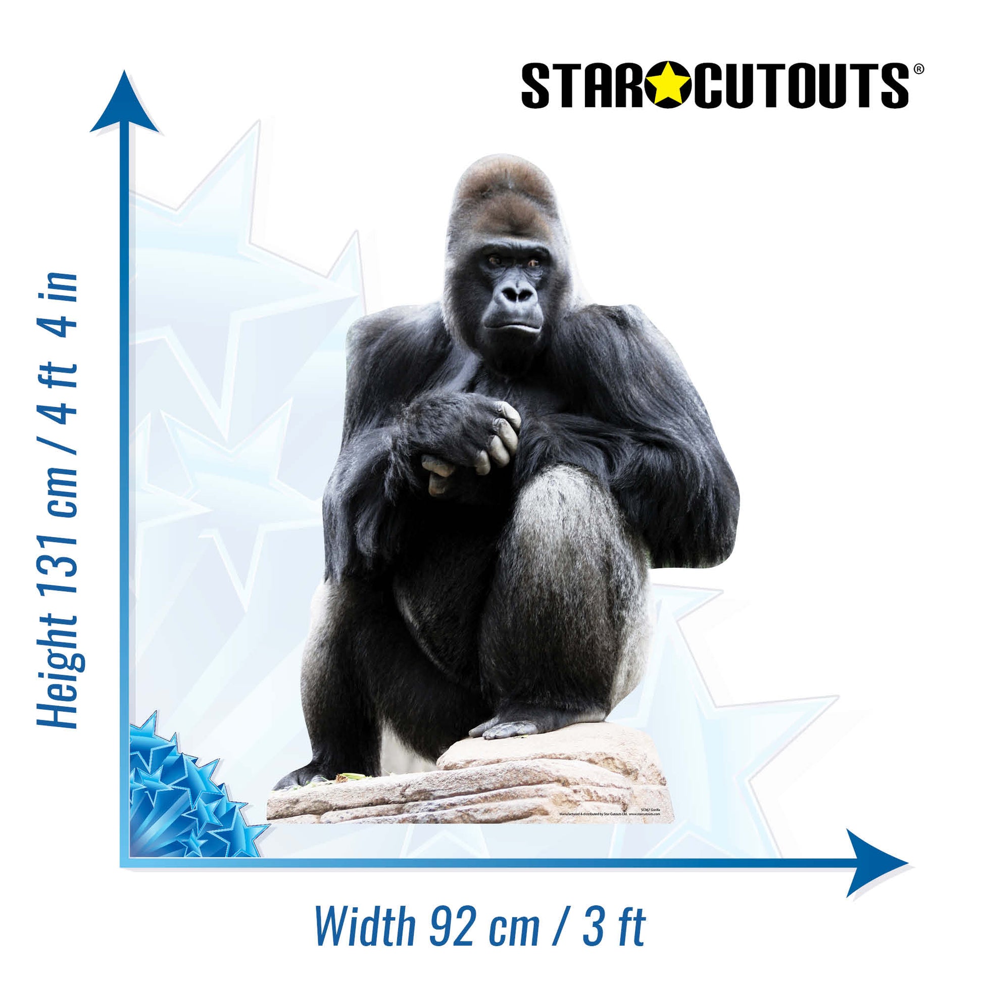 SC067 Gorilla Cardboard Cut Out Height 131cm - Star Cutouts