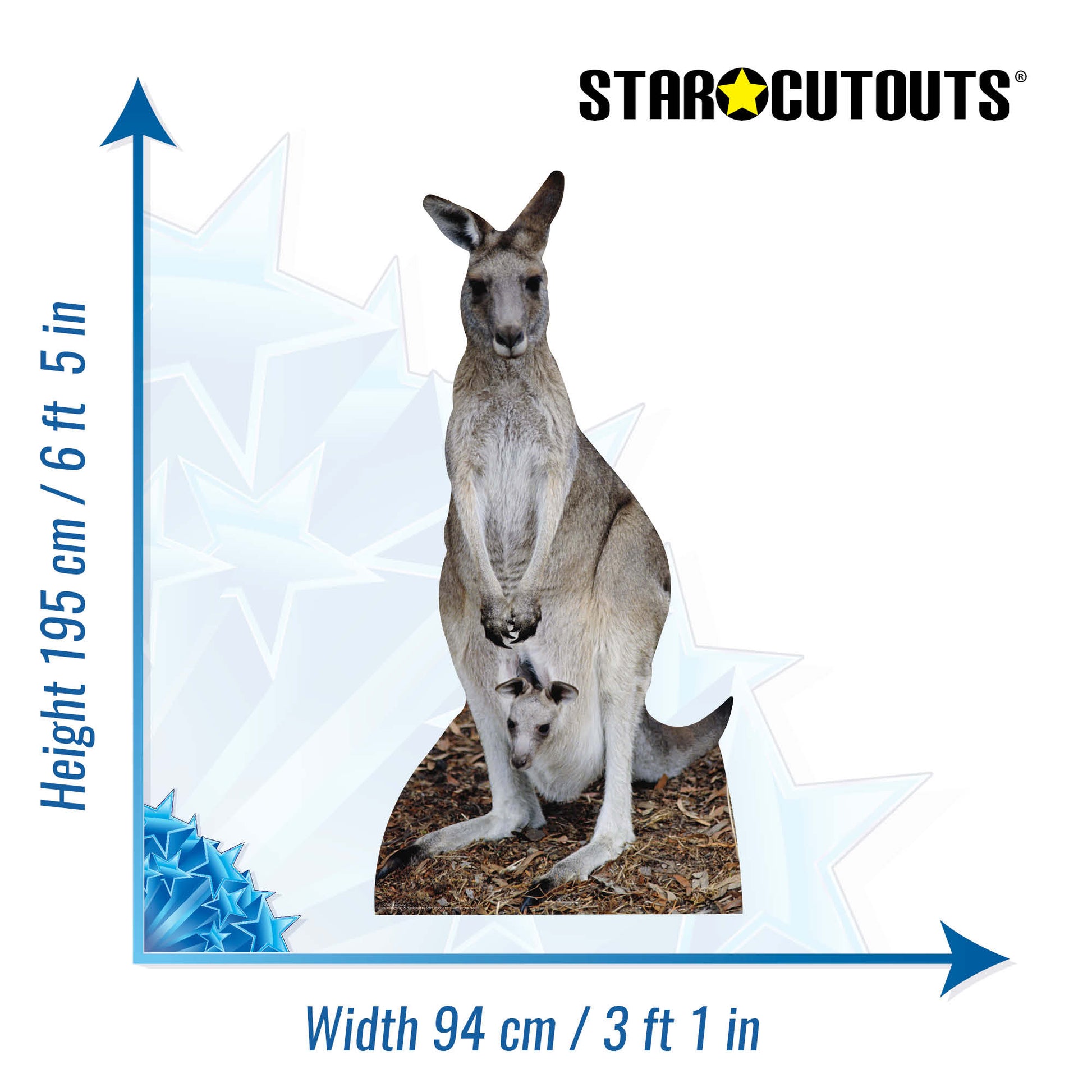 SC073 Kangaroo Cardboard Cut Out Height 195cm - Star Cutouts