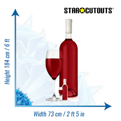 SC1004 Glass and Red Wine Cardboard Cut Out Height 184cm