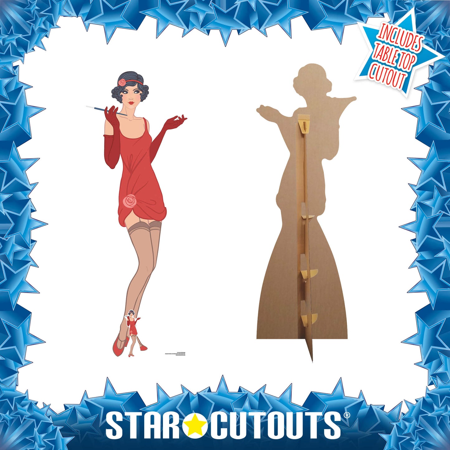 SC1022 Gatsby 1920s Red Flapper Girl Cardboard Cut Out Height 178cm