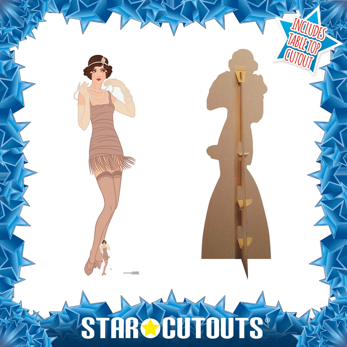 SC1026 Gatsby 1920s Beige Flapper Girl Cardboard Cut Out Height 177cm