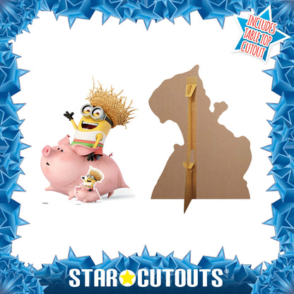 SC1038 Dave Minion riding a pig Cardboard Cut Out Height 130cm - Star Cutouts