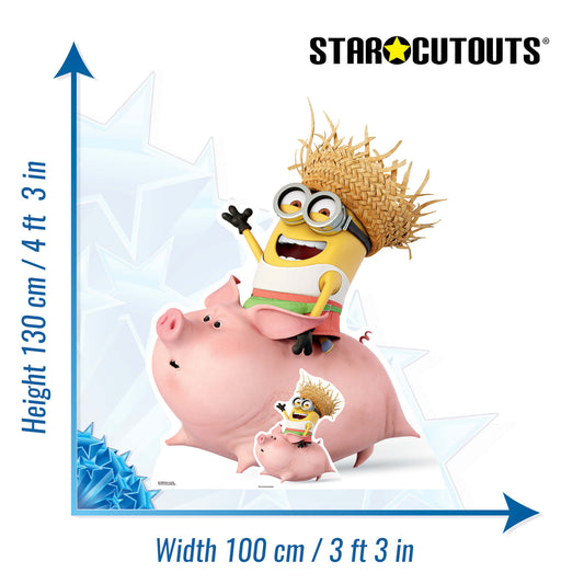 SC1038 Dave Minion riding a pig Cardboard Cut Out Height 130cm - Star Cutouts