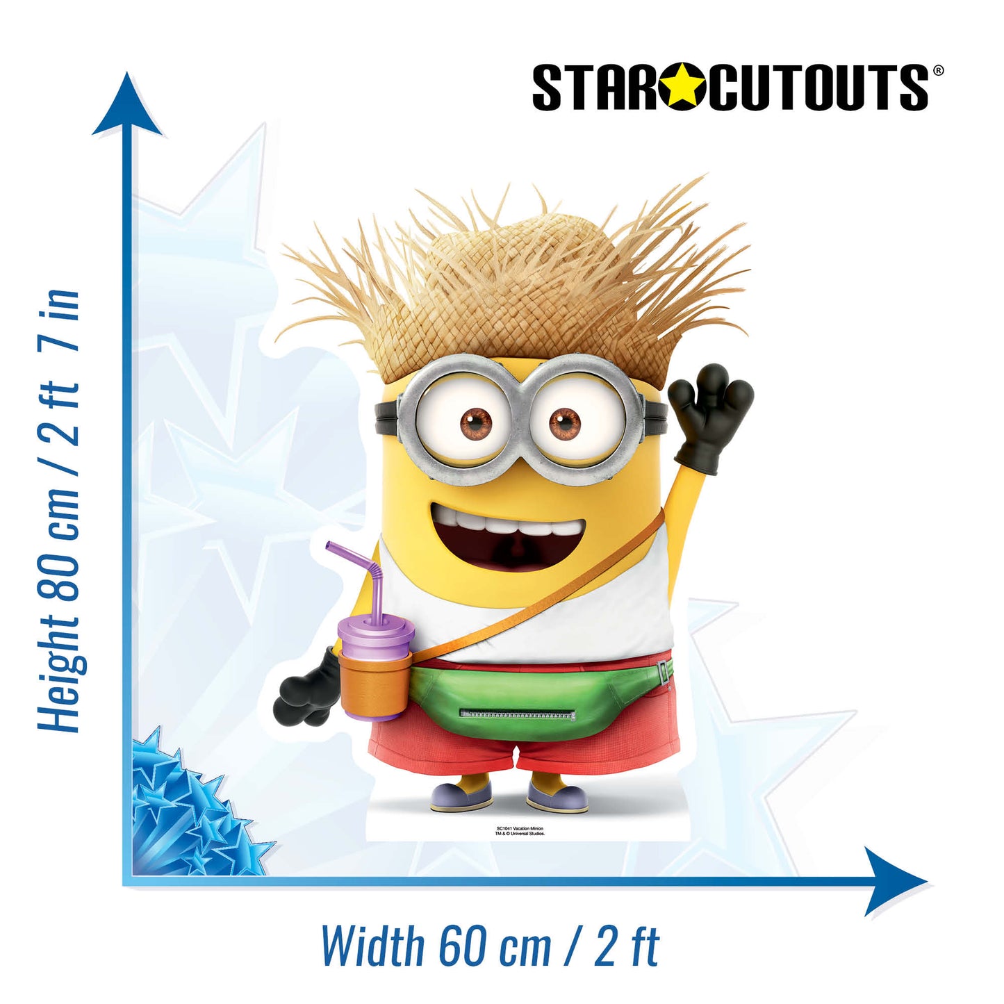 SC1041 Vacation Minion with drink Cardboard Cut Out Height 80cm