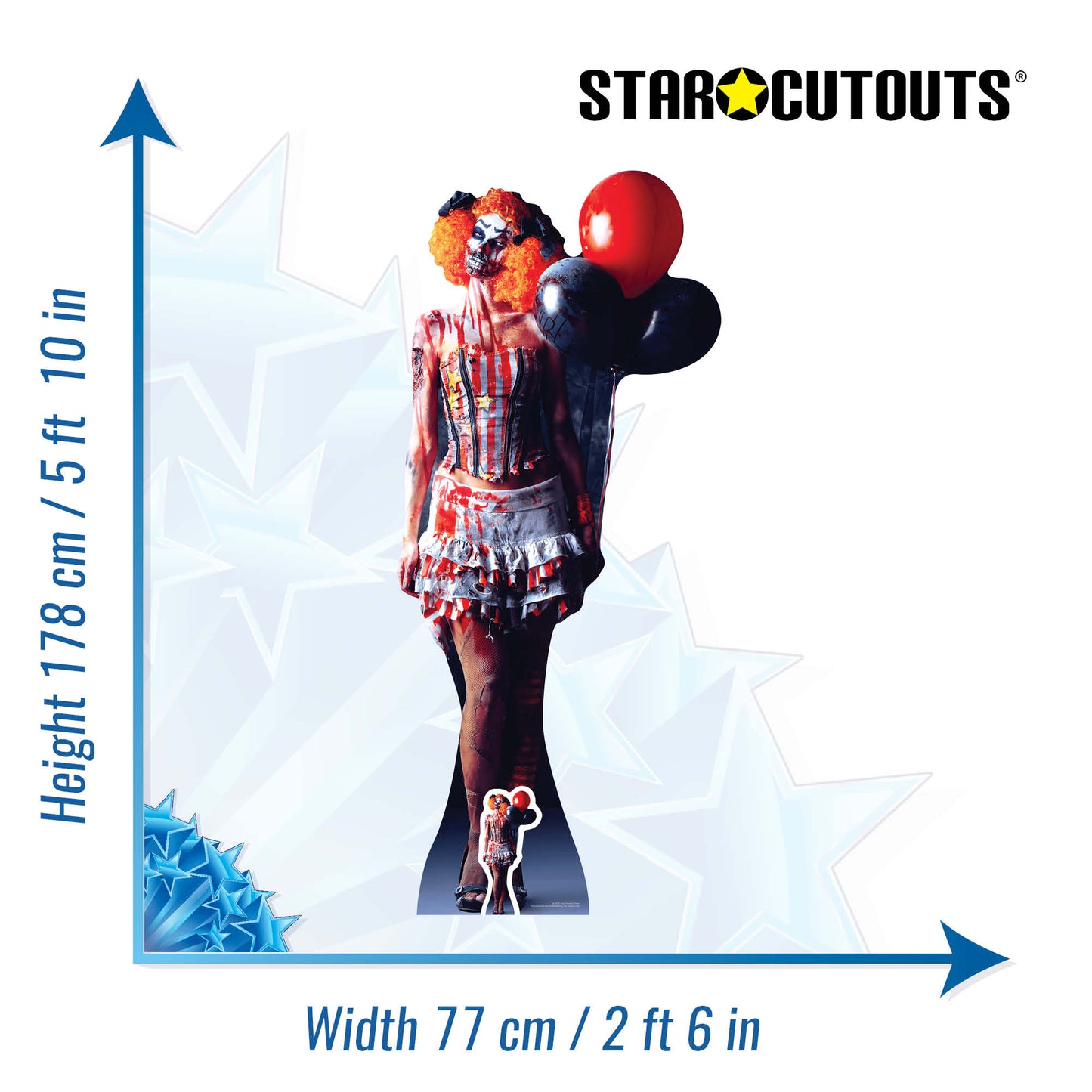 SC1070 Scary Female Clown Cardboard Cut Out Height 178cm