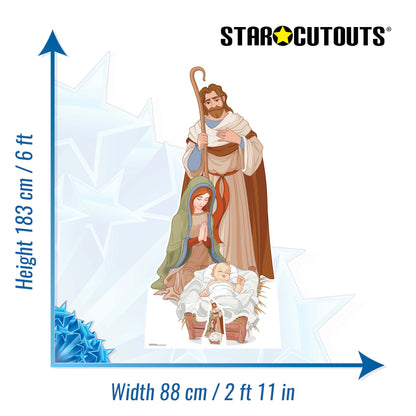 SC1107 Nativity Scene Cardboard Cut Out Height 183cm