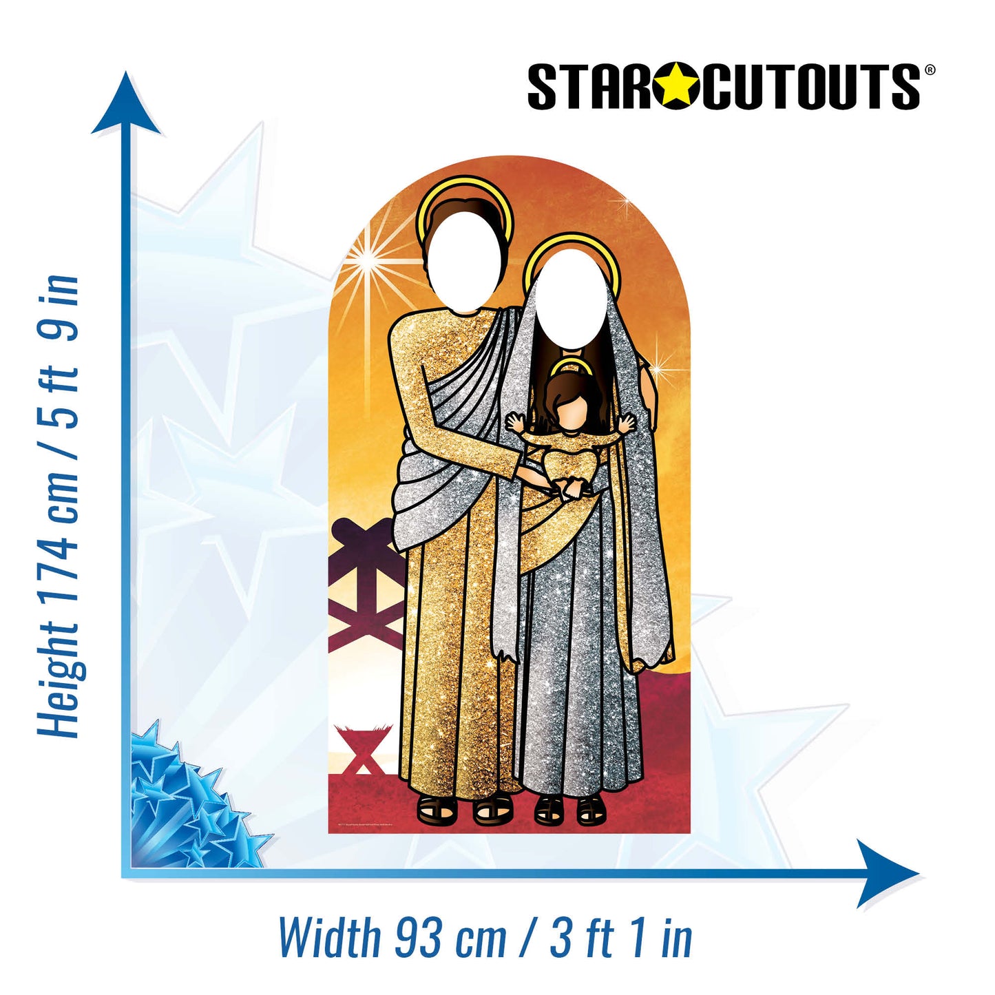 SC1111 Holy Religious Sacred Family (Sunset Gold and Silver) Adult Stand-in Cardboard Cut Out Height 174cm