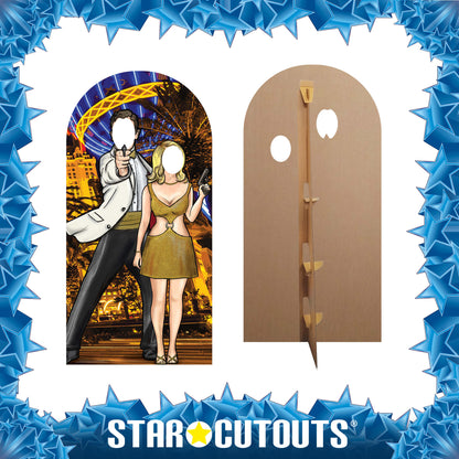 SC1151 Black and Gold Secret Agent Skyline Stand-In Cardboard Cut Out Height 193cm