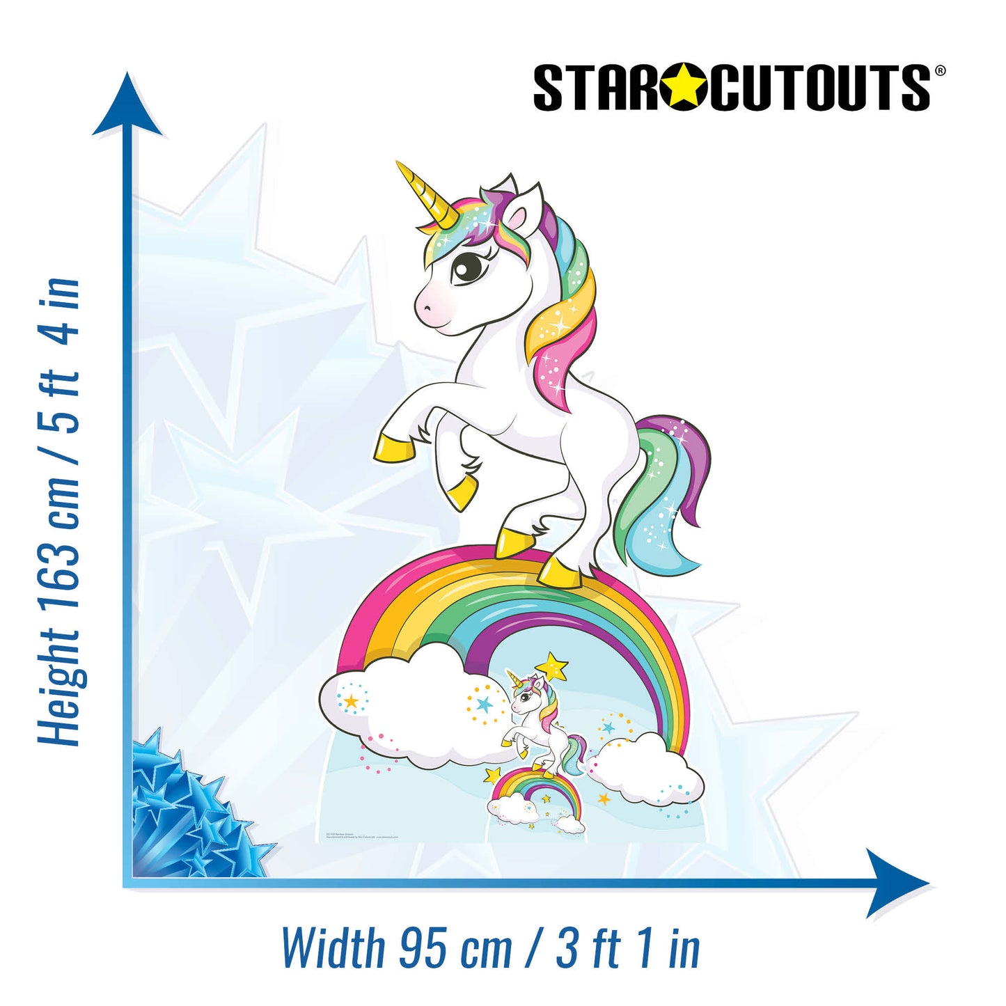 SC1153 Rainbow Unicorn Cardboard Cut Out Height 163cm