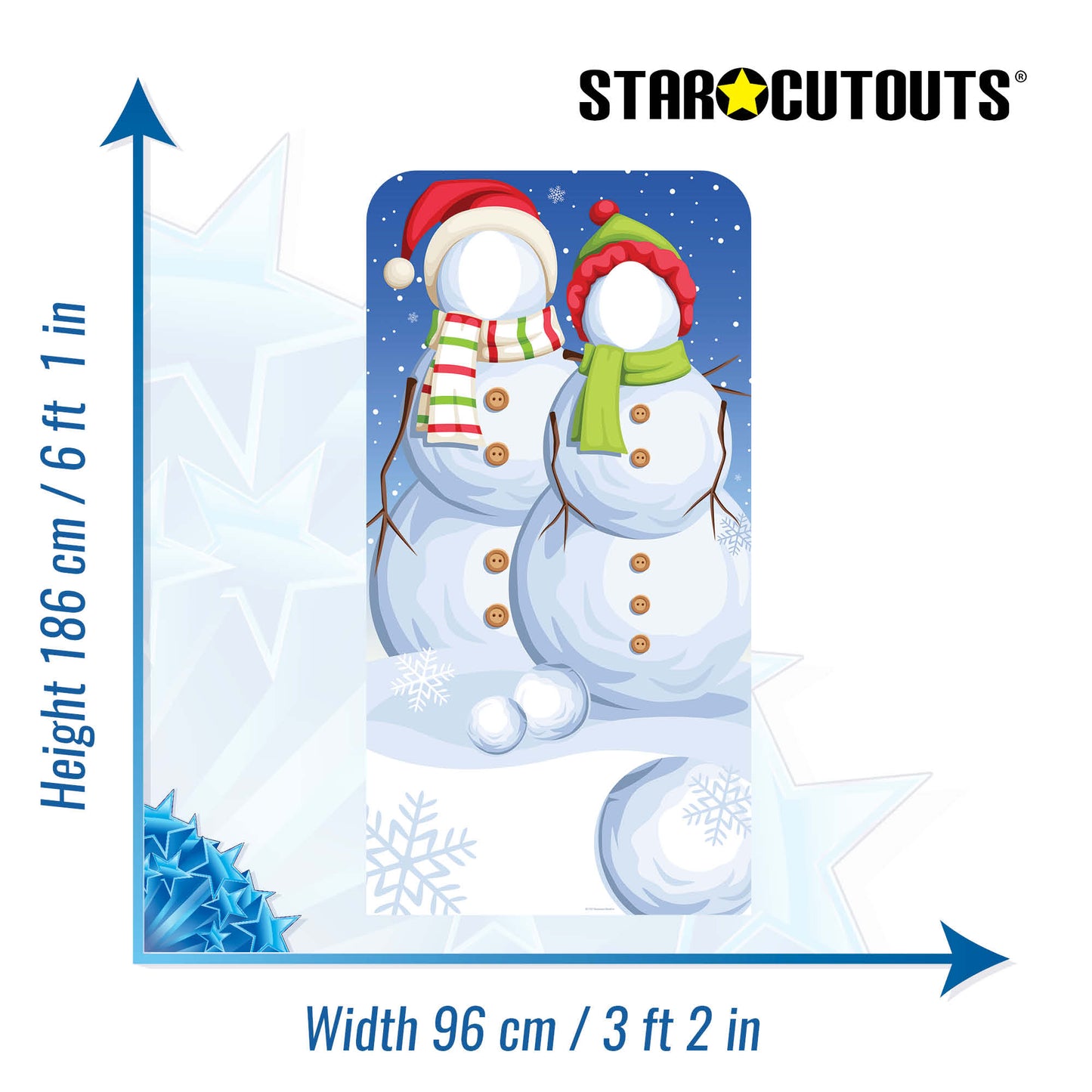 SC1157 Snowmen Stand-In Cardboard Cut Out Height 186cm
