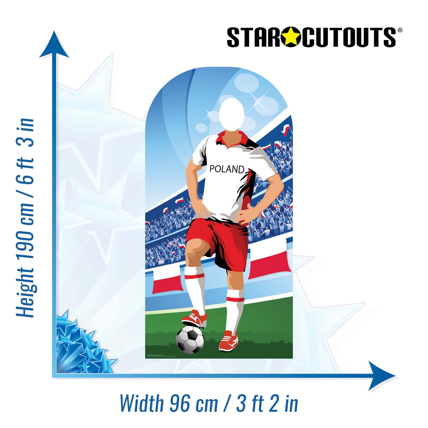 SC1166 Poland World Cup Football Stand In Cardboard Cut Out Height 190cm