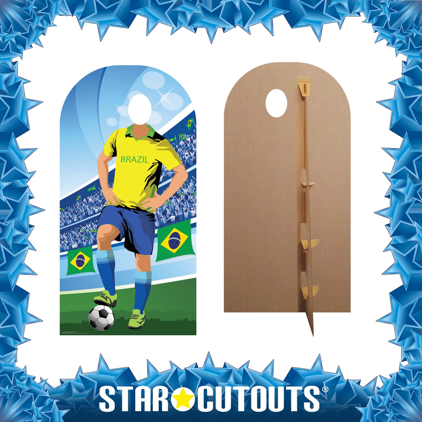 SC1168 Brazil World Cup Football Stand In Cardboard Cut Out Height 190cm