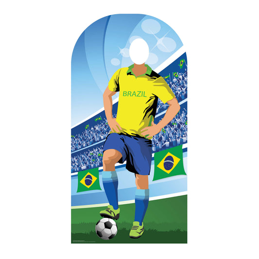 SC1168 Brazil World Cup Football Stand In Cardboard Cut Out Height 190cm