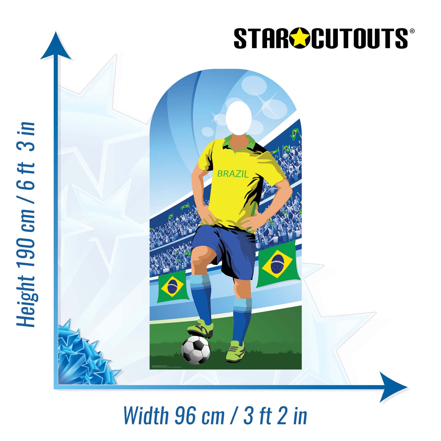 SC1168 Brazil World Cup Football Stand In Cardboard Cut Out Height 190cm