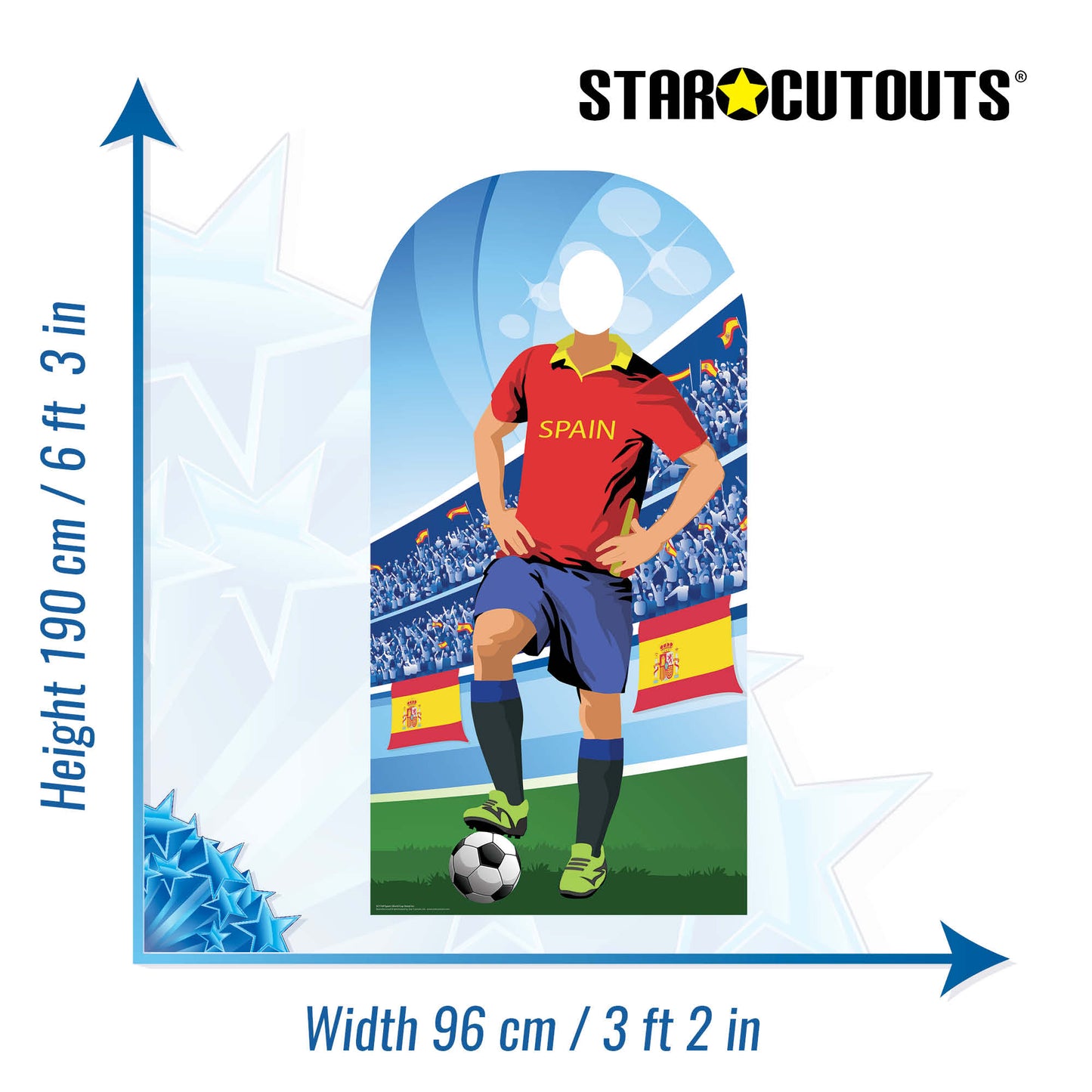 SC1169 Spain World Cup Football Stand In Cardboard Cut Out Height 190cm