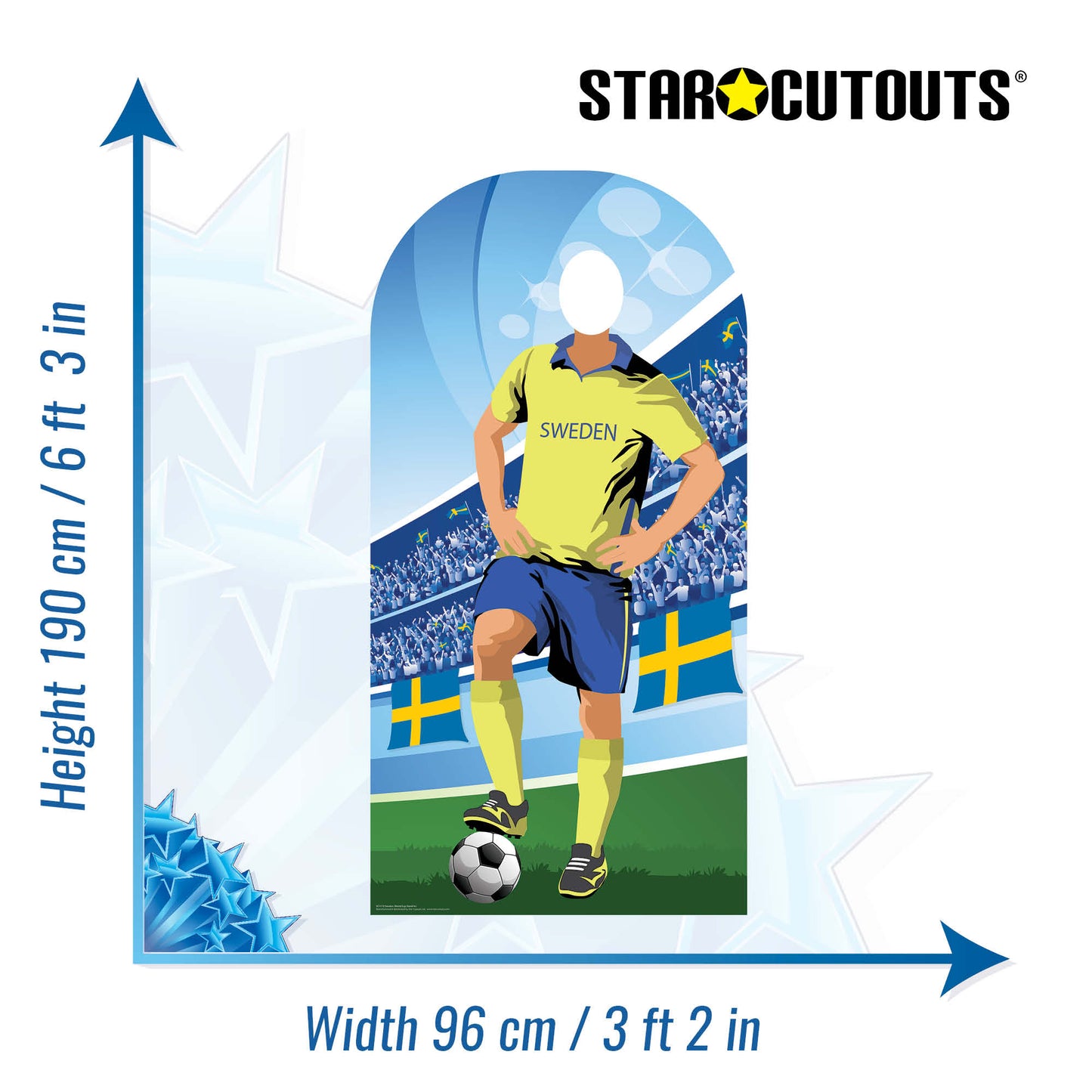 SC1173 Sweden World Cup Football Stand In Cardboard Cut Out Height 190cm