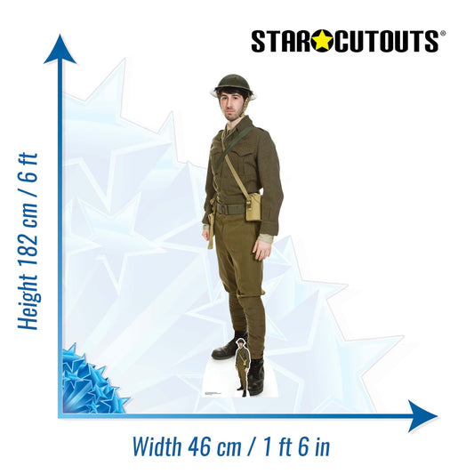 SC1177 British WW1 Soldier Cardboard Cut Out Height 182cm