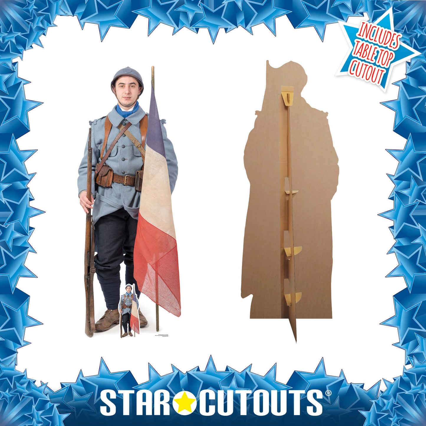 SC1178 French WW1 Soldier Cardboard Cut Out Height 186cm