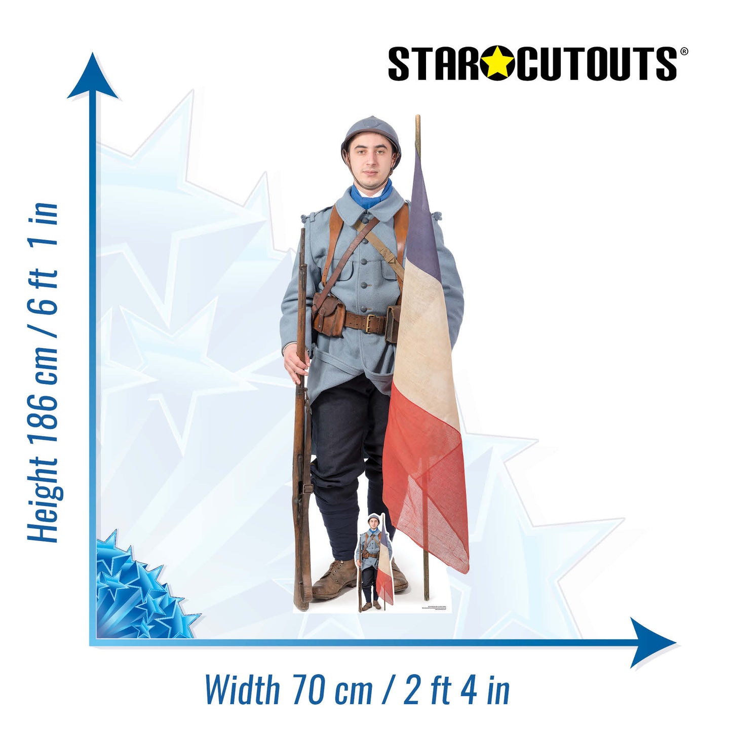 SC1178 French WW1 Soldier Cardboard Cut Out Height 186cm