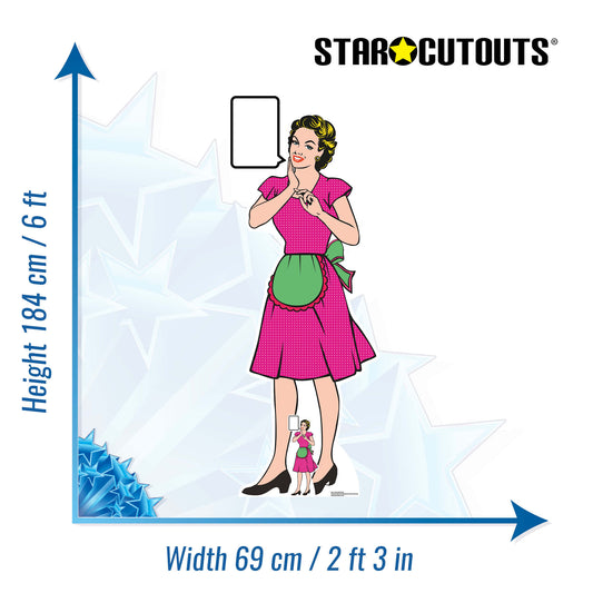 SC1224 1940's Style Housewife Pop Art Cardboard Cut Out Height 184cm