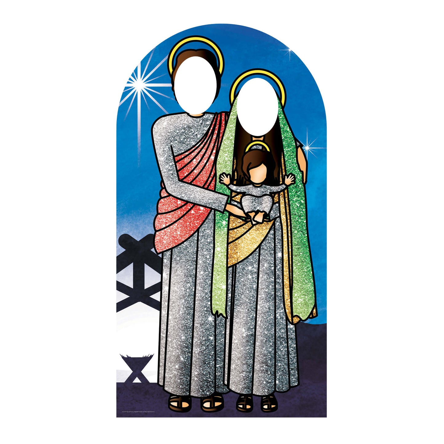 SC1237 Holy Religious Sacred Family (Green and Red) Adult Stand-in Cardboard Cut Out Height 174cm