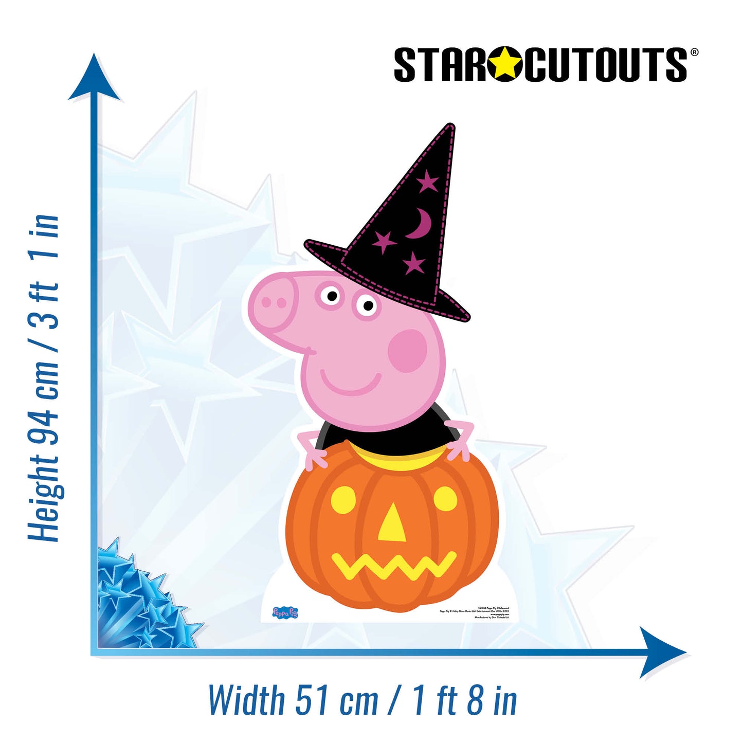 SC1268 Peppa Pig Pumpkin and Magical Hat (Halloween) Cardboard Cut Out Height 94cm